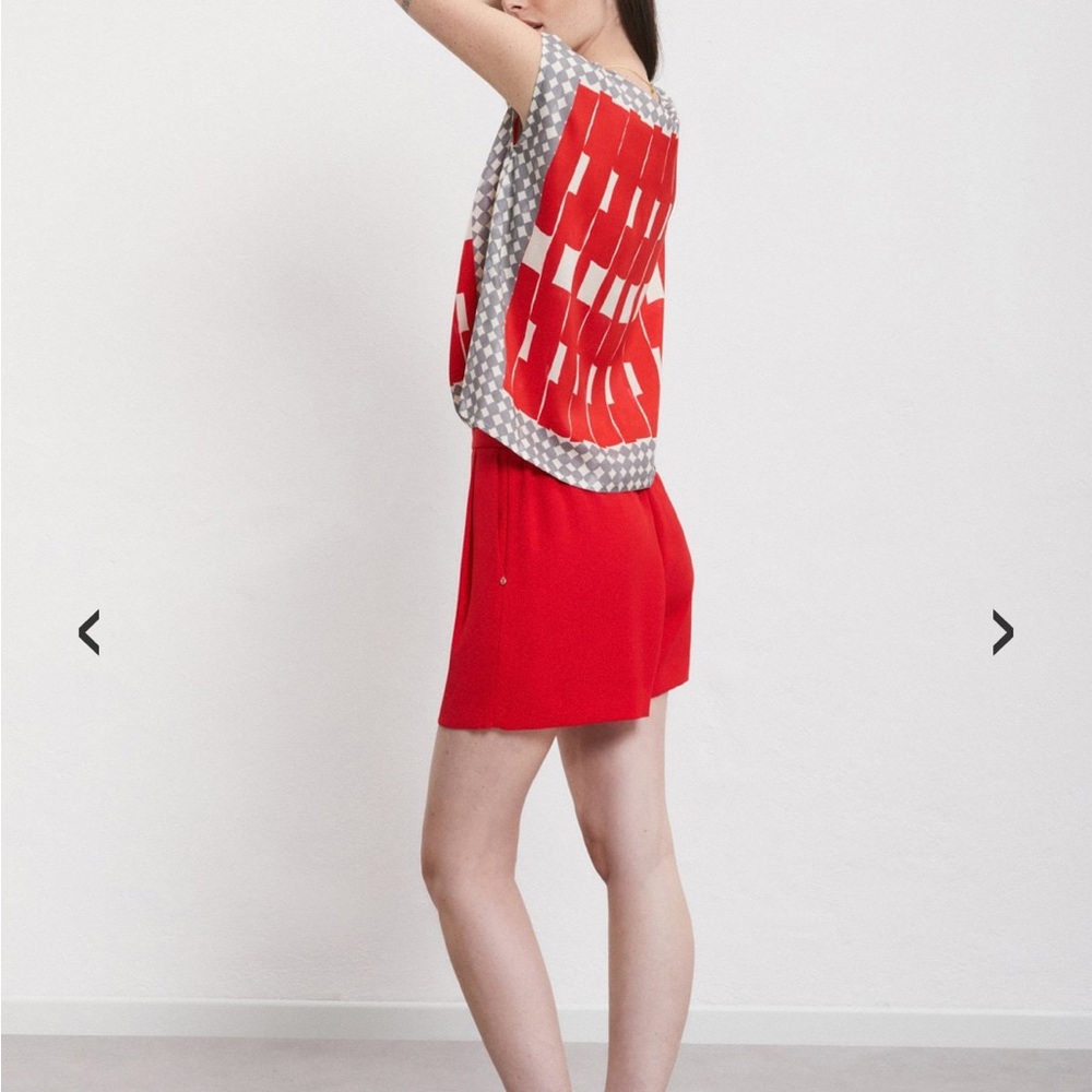 Otto’s’ Ame Vibrant Red Women's zipper and elastic waist back Shorts size 12 - Picture 13 of 14
